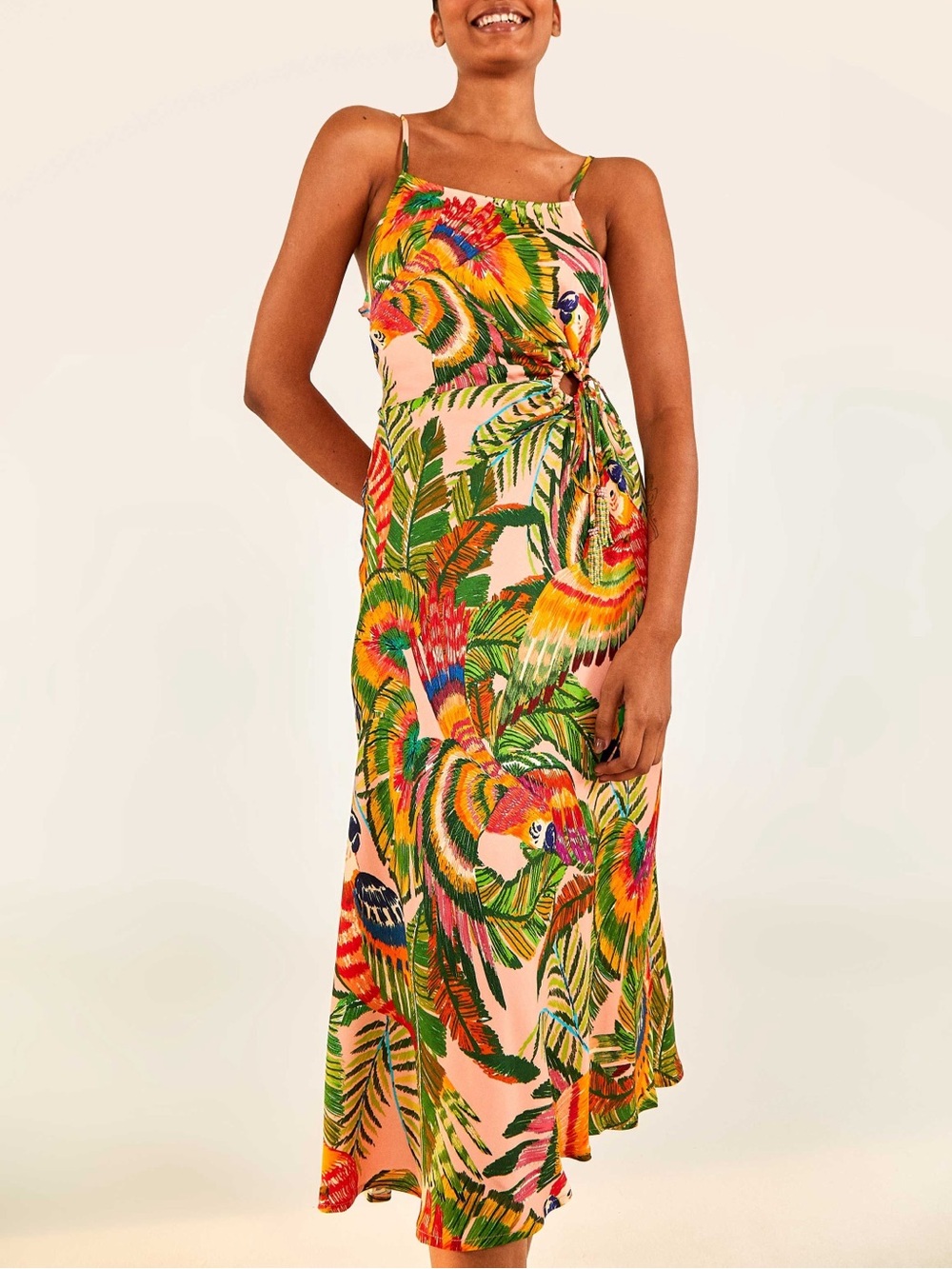 NWT - FARM Rio - Macaw Leaves Midi Dress - Small